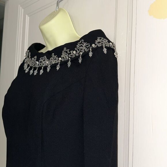 Vintage 60s dressy beaded & sequined black blouse - Picture 3 of 9